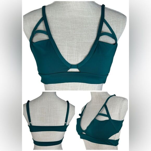 Tavik Swimwear Dark Teal Green Double Lined Bikini Top - Picture 1 of 11